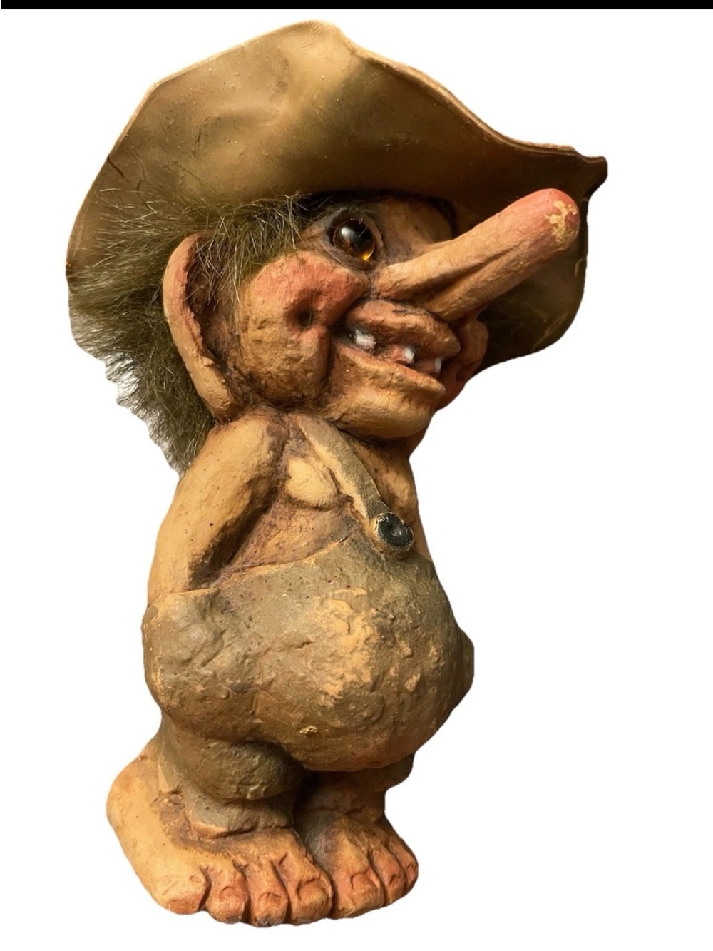 Vintage Nyform Norway Troll #117 Hillbilly Hat Overalls Tag Handmade